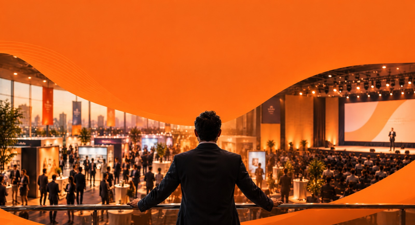 Professionals at a large conference and expo
